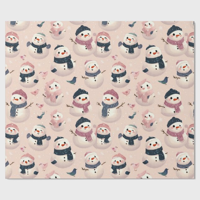 Papel De Presente lovely snow man design (Aberto)