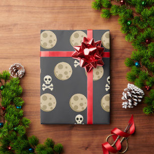 Papel De Presente Lua Cheia e Padrão de Caveira