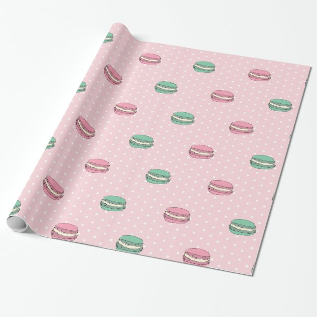 Papel De Presente Lua Macaron de Paris e polkadots (Desenrolado)