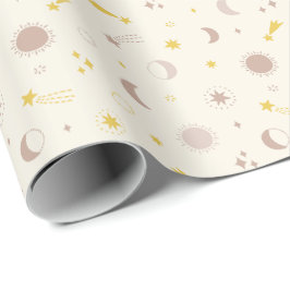Papel De Presente Lua Solar e Estrelas no Chorre