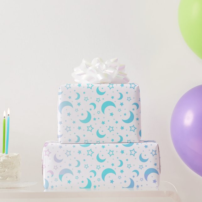 Papel De Presente Luares e Estrelas em Pastel no Halloween (Presentes para festas)