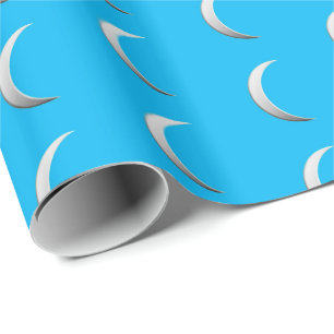 Papel De Presente Luas crescentes de prata - fundo de turquesa