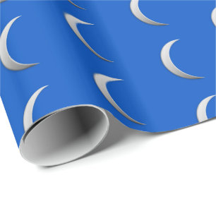 Papel De Presente Luas crescentes de prata - fundo dos azuis