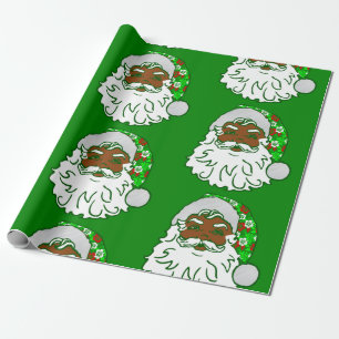 Papel De Presente luau natal hawaiano africano negro santa claus