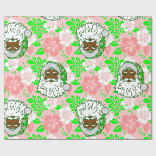Papel De Presente luau rosa natal havaiano preto papai noel hibisco