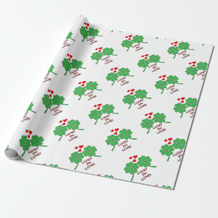 Papel De Presente Lucky In Love Heart Clover