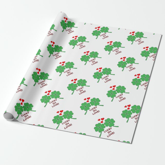 Papel De Presente Lucky In Love Heart Clover (Desenrolado)