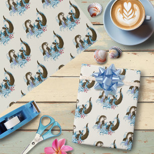 Papel De Presente Lúdica Baleia Azul Otária do Rio Caprichosa Esparr