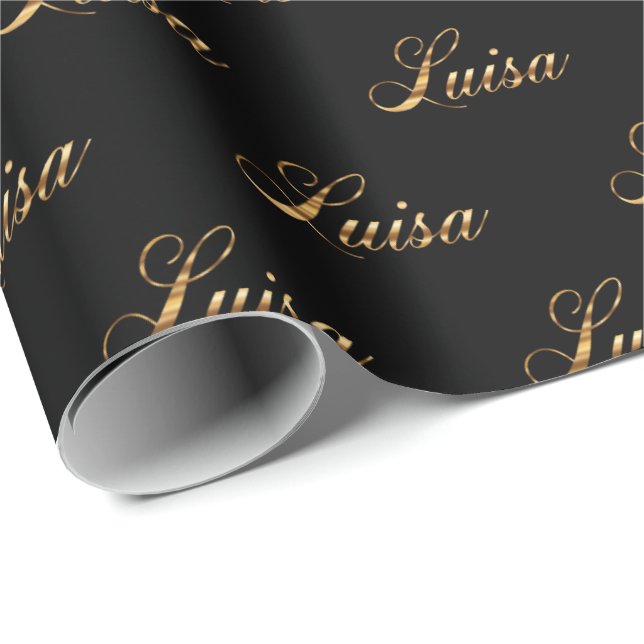 Papel De Presente Luisa gold Design Lettering Geschenkpapier (Ponta do rolo)