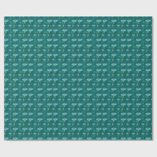Papel De Presente Luna Moth Celestial Moons & Stars Teal