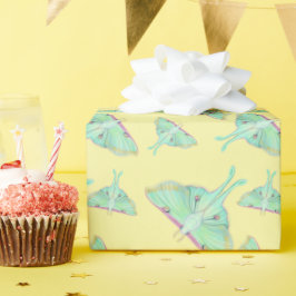 Papel De Presente Luna Moth em amarelo