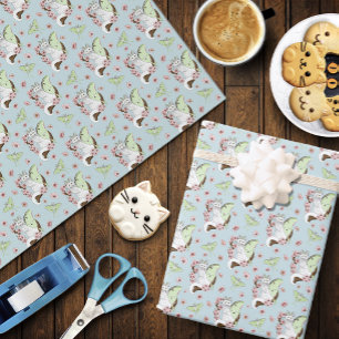 Papel De Presente Luna Moth Moon White Cat Green