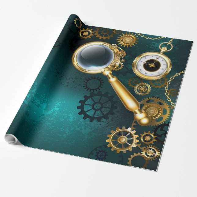 Papel De Presente Lupa no estilo Steampunk (Desenrolado)
