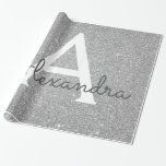 Papel De Presente Lúpulo de prata e monograma de brilho<br><div class="desc">Papel de embrulhamento de presente Elegante e de presente Elegante de luxo. Este papel de embrulho de presente pode ser personalizado para incluir seu nome inicial e nome próprio para um pacote de presentes para o Chá de fraldas, Chá de panela, Festa de solteira ou Festa de aniversário de Menina....</div>