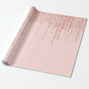 Papel De Presente Lúpulo Rosa Rosa Rosa Dourada Frente Brilhante Bri