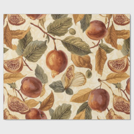Papel De Presente Lush Plums & Fig Leaves Wrapping Paper | Vintage