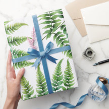 Lush Watercolor Fern Wraping Paper