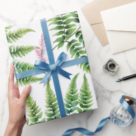 Papel De Presente Lush Watercolor Fern Wraping Paper