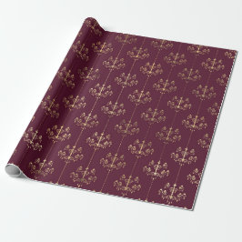 Papel De Presente Lustre Antigo Parisiense em Borgonha e Roxo