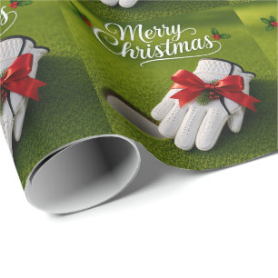 Papel De Presente Luva de golfe Natalina sobre grama verde