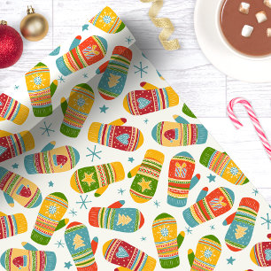 Papel De Presente Luvas de Natal de Inverno Padrão de Férias