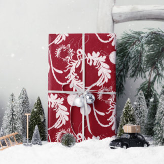 Papel De Presente Lux Christmas Elegant Baubles em Red