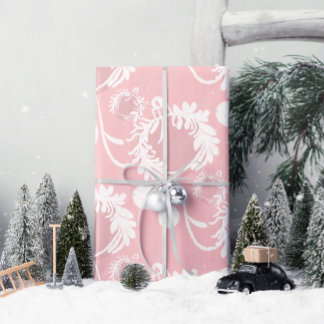 Papel De Presente Lux Christmas Elegant Baubles em rosa