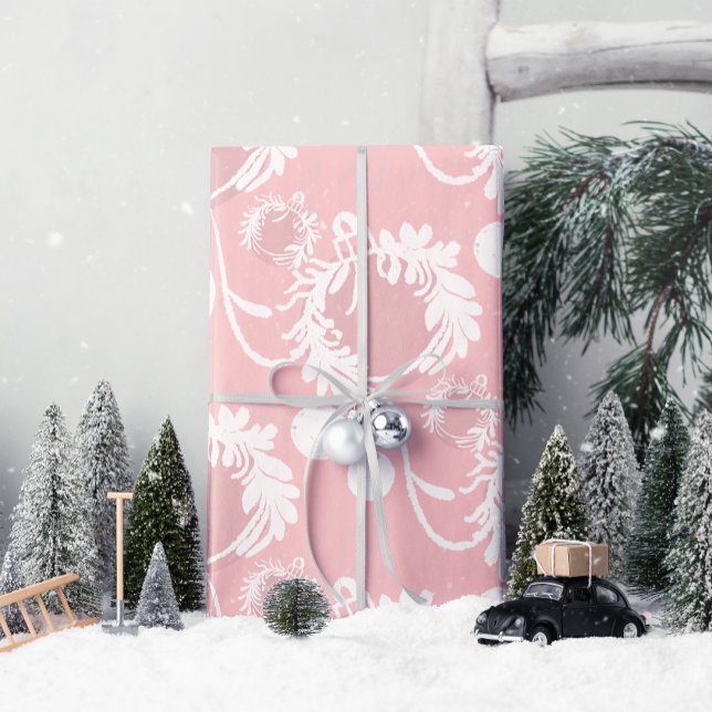 Papel De Presente Lux Christmas Elegant Baubles em rosa (Wrap your gifts in joy and elegance with Lux Christmas Elegant Baubles wrapping paper!)