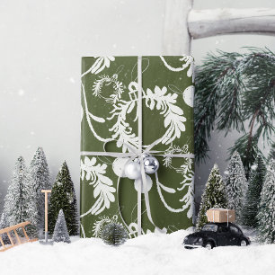 Papel De Presente Lux Christmas Elegant Baubles em Verde