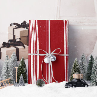 Papel De Presente Lux Christmas White Stripes on Red Wrapper Paper