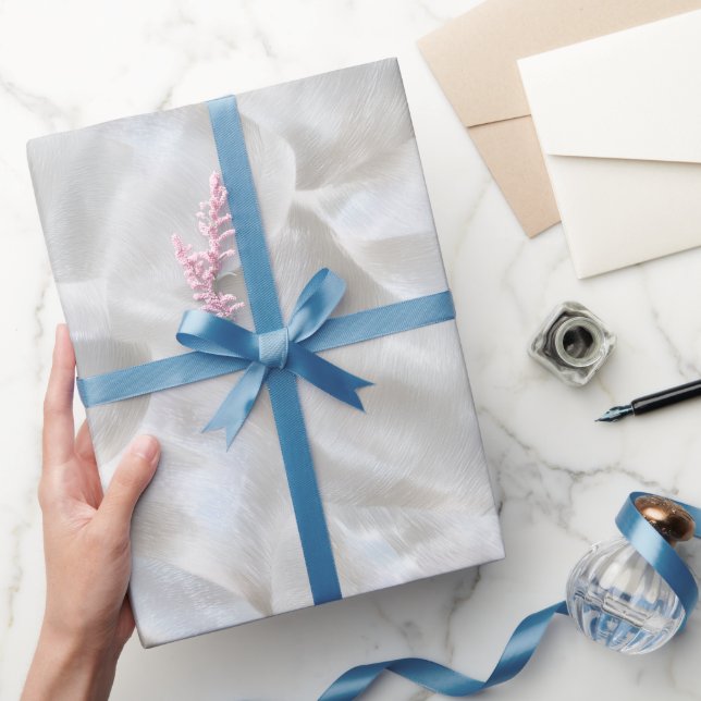 Papel De Presente Luxe Pearl Silver Shine Frost Abstract Pattern (Presentear)