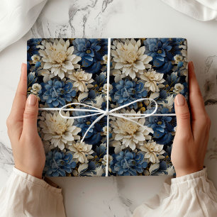 Papel De Presente Luxo Branco Marfim Floral Sofisticado Envoltório