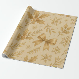 Papel De Presente Luxo Champanhe Dourado Natalino Metálico