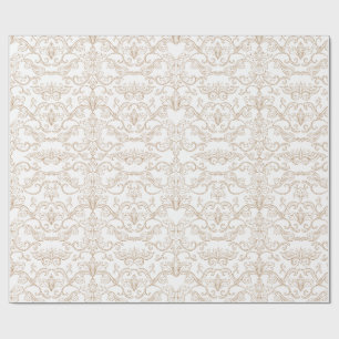 Papel De Presente Luxo Dourado Damask Sem Costura