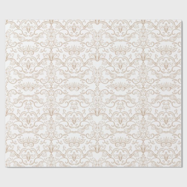 Papel De Presente Luxo Dourado Damask Sem Costura  (Aberto)