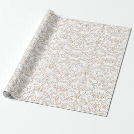 Papel De Presente Luxo Dourado Damask Sem Costura 
