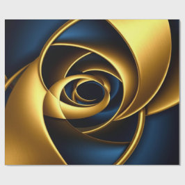 Papel De Presente Luxo Dourado e Azul Marinho Espiral Abstrato Eleg