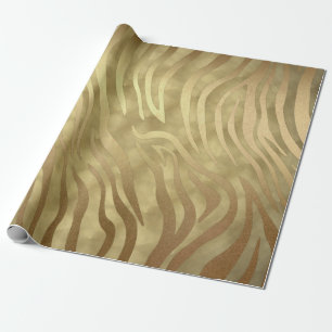 Papel De Presente Luxo Dourado Luxuoso Zebra Selva Safari Glamour