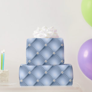 Papel De Presente Luxo Padrão Rendado de Diamante Azul Claro