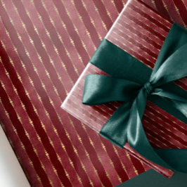 Papel De Presente Luxo Vintage - Listras vermelhas escuras
