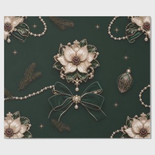 Papel De Presente Luxuosa Poinsettia Joalheria Natalino Embrulho Esm