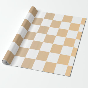 Papel De Presente Luxuoso Gradiente Dourado Xadrez Branco – Elegante