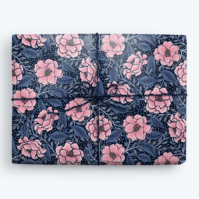 Papel De Presente Luxury Azul e Camellia Rosa Sua Verdadeiramente Fl (Criador carregado)