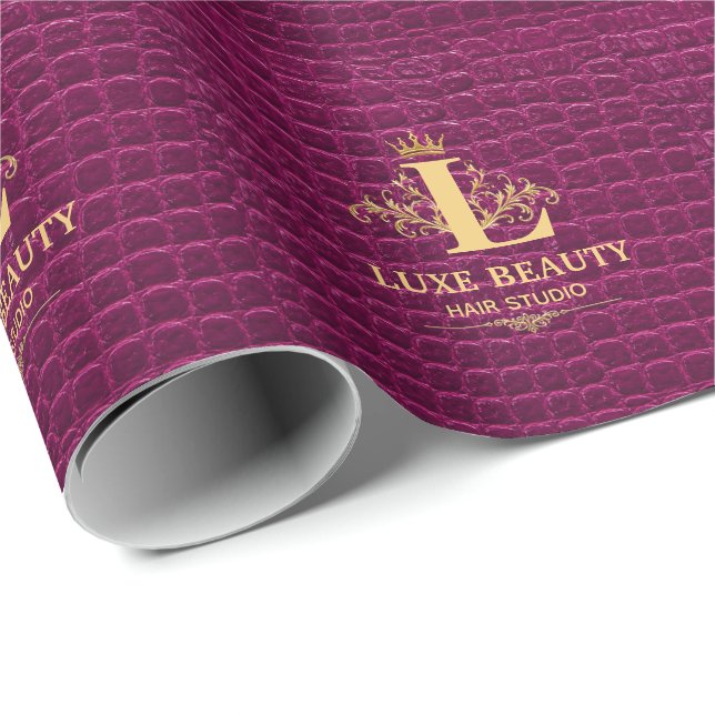 Papel De Presente Luxury Crocodile Leather Monogram Gold Initial  (Ponta do rolo)