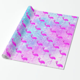 PAPEL DE PRESENTE LUXURY PASTEL GLITTER SPLATTER FLAMINGO