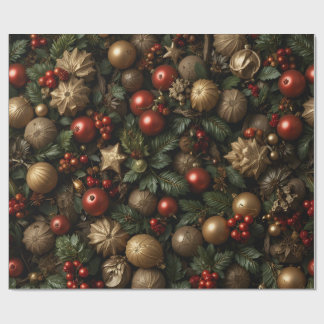 Papel De Presente Luxury Red Gold Christmas Ornament