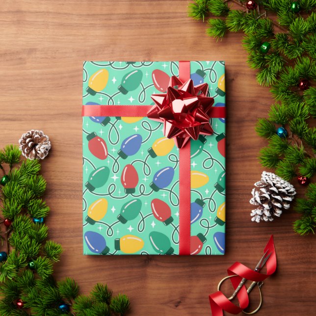 Papel De Presente Luzes Alegres e Brilhantes  (Presente de Natal)