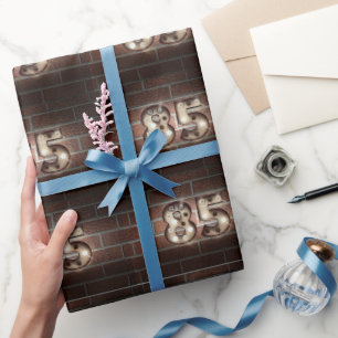 Papel De Presente luzes de letreiro de aniversário de 85 anos em tij
