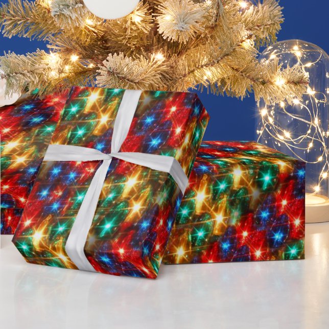 Papel De Presente Luzes de Natal alegres e coloridas (Feriados)