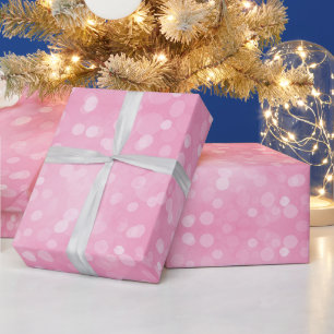 Papel De Presente Luzes de Natal cor-de-rosa brilhante abstrato